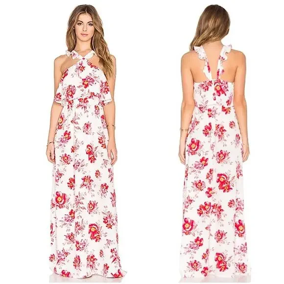Tularosa Santorini Floral Fuchsia Bloom Maxi Dress - Picture 1 of 13